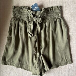 Hollister Sage Green Tie-Front Shorts